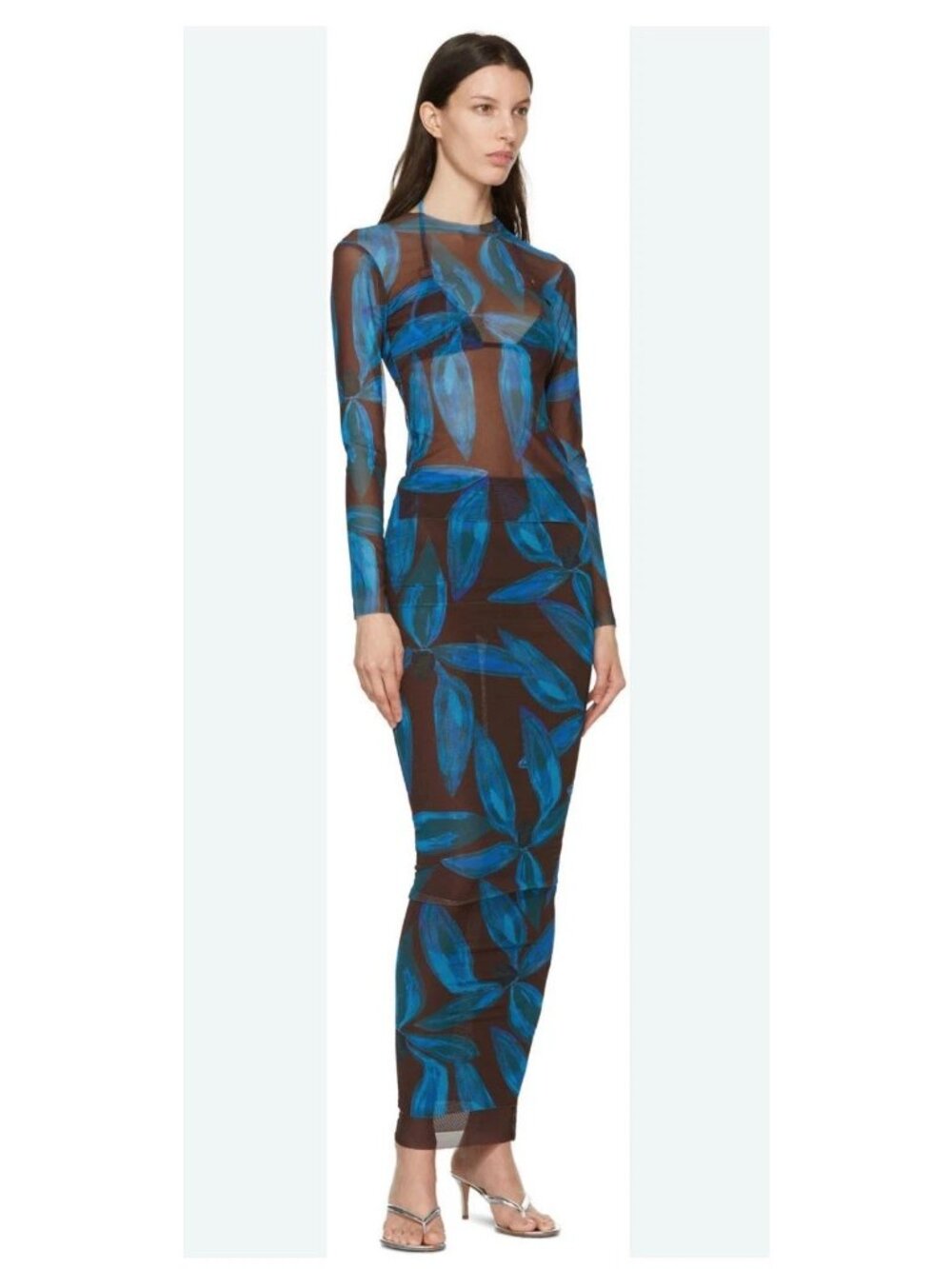 Louisa Ballou Mesh Sublime Tropical High Tide Dress BNWT Medium Bodycon Sheer